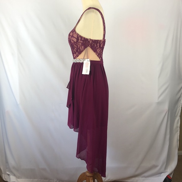 Jodi Kristopher Magenta Lace Jeweled Party Dress - Size 5 Juniors NWT - Picture 4 of 16